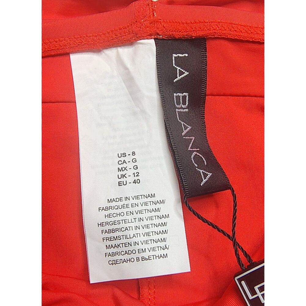 NWT La Blanca Island Goddess Shirred Band Hipster Bikini Bottom Guava Size 8 - Picture 5 of 8